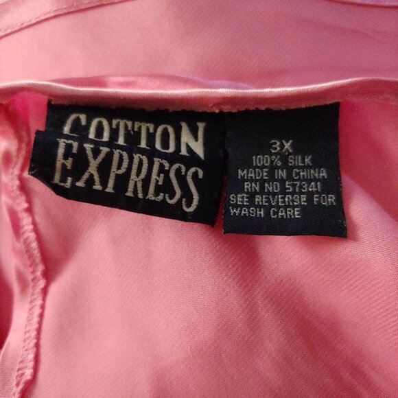Cotton Express Pink Y2K Babydoll Cami Top 100% Silk 3X Floral Fairy - Picture 10 of 10